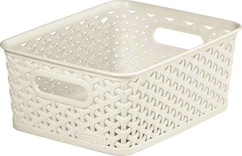 Curver My Style Small Rectangular Storage Basket Vintage White 4 Litre