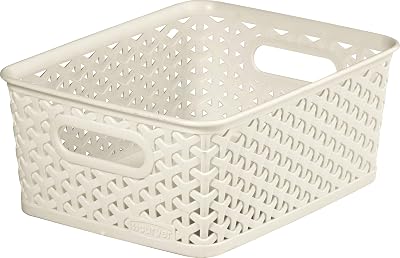 Curver My Style Small Rectangular Storage Basket Vintage White 4 Litre