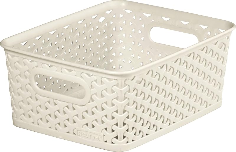 Curver My Style Small Rectangular Storage Basket Vintage White 4 Litre