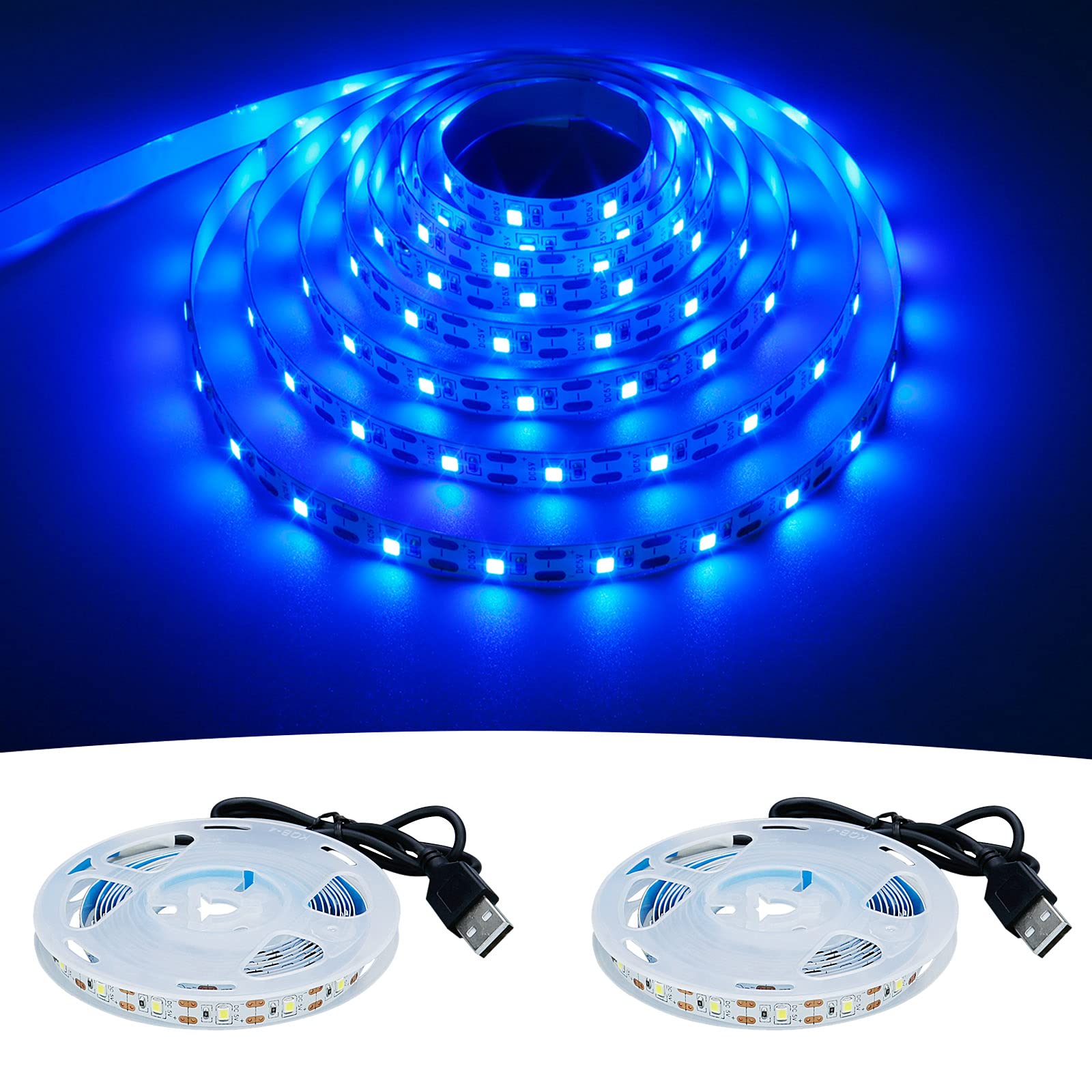 GOMING 5V USB LED Strip Light Blue USB Powered 4M (2pcs x 6.6ft) 240LEDs Flexible SMD2835 No-Waterproof IP20 LED Tape Lights — image 1