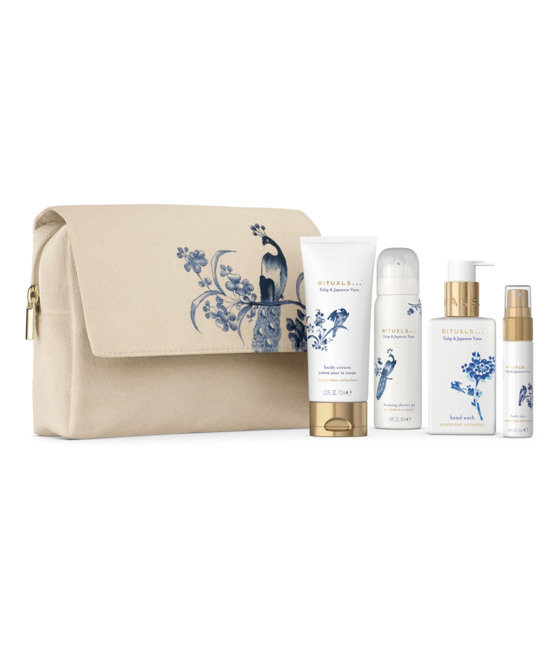 RITUALS Pouch Gift Set Amsterdam Collection - Gift set with Pouch Consisting of 4 Body Care Products, Gifts for Women with Japanese Yuzu and Tulips
