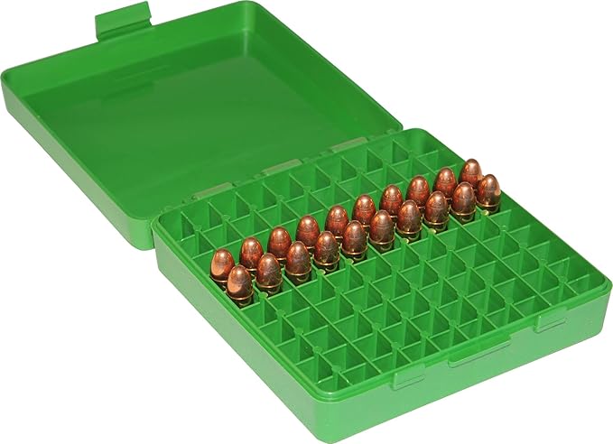 MTM 100 Round Flip-Top Ammo Caja 380/9MM Cal (verde): Amazon.es: Deportes y aire libre