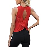 Mippo Wokout Tops for Women Open Back Athletic Gym Tank Backless Shirts Running Crop Tops Loose Fit