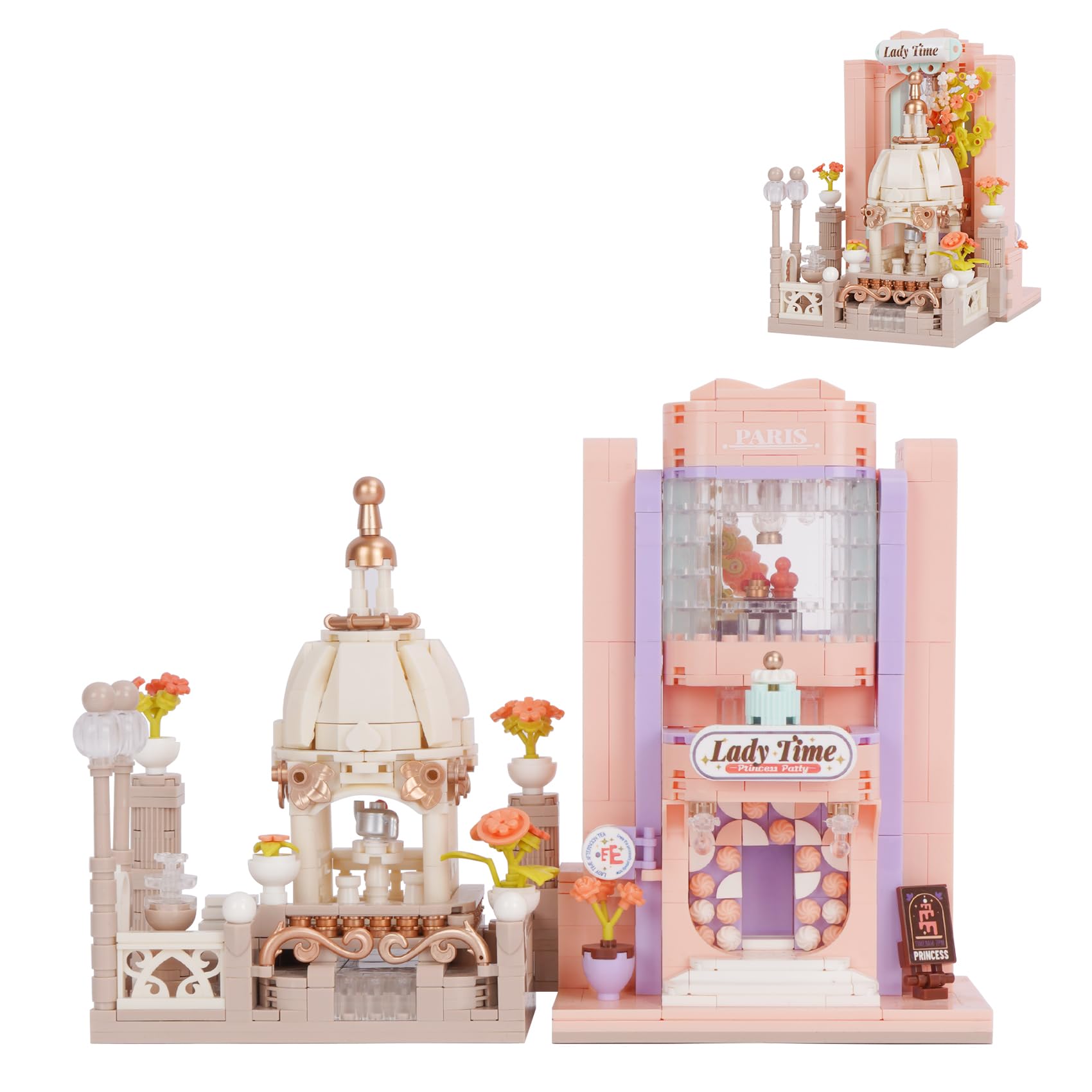 Photo 1 of Oichy Street View Dessert Shop Mini Building Blocks, Creative Simulation Versailles Architecture Model Set, 978 PCS Mini Bricks Construction Halloween Building Toy Sets for Girls Boys 8+