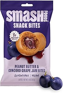Smash Foods Peanut Butter & Concord Grape Jam Superfood Bites, 1.8 OZ