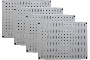 Wall Control Pegboard Wall Organizer Tiles Modular Grey Metal Pegboard Tiling Set - (4) 12-in Tall x 16-in Wide Gray Peg Boar