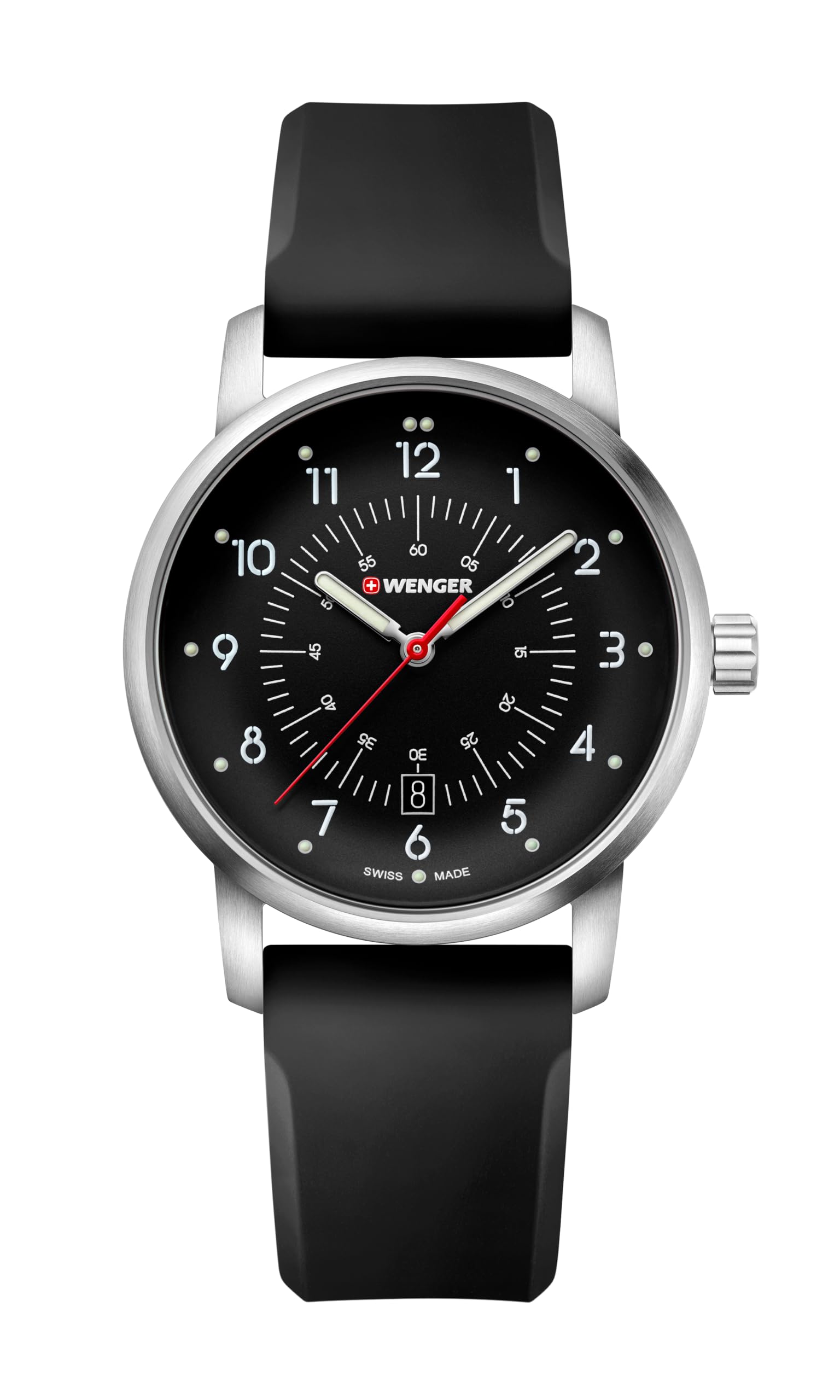 Wenger Men's Avenue - Swiss Made Analogue Quartz Stainless Steel Black Silicone Watch 01.1641.113
