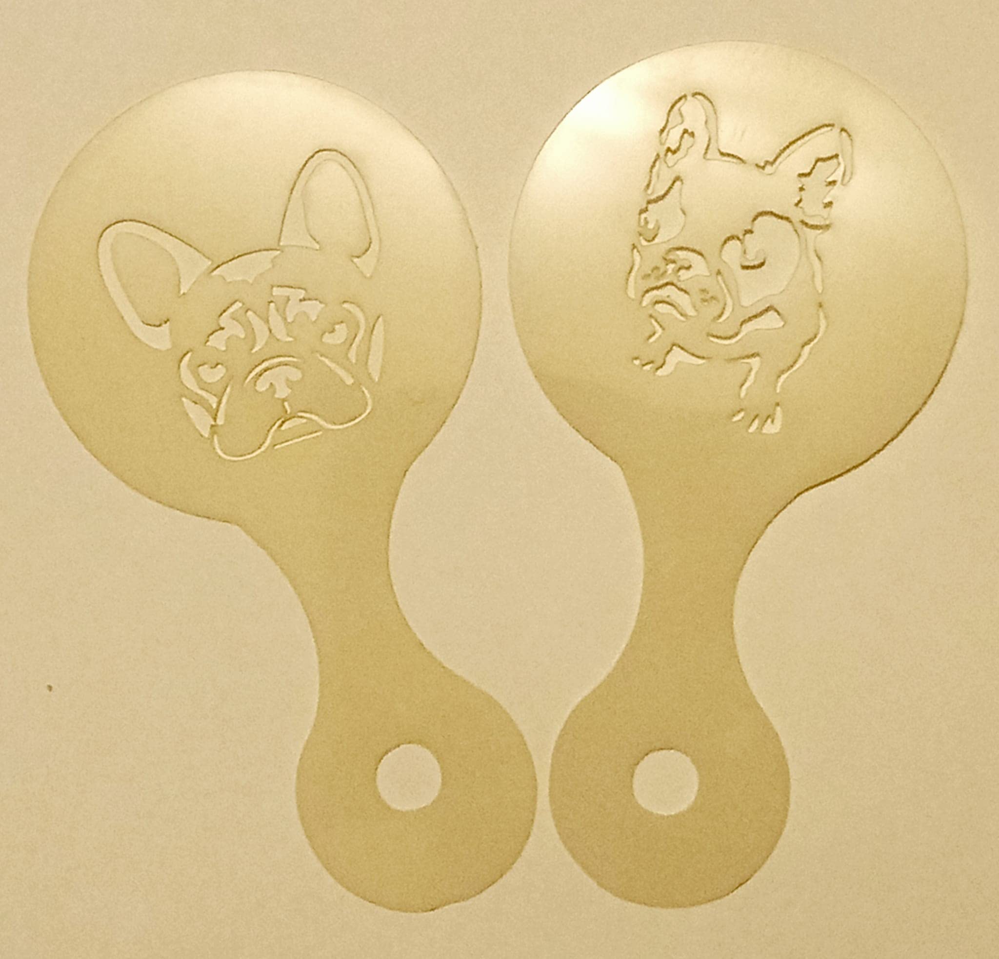 2 x french bulldog dog coffee cup stencils reusable many times present gift fundraising frenchie Crufts
