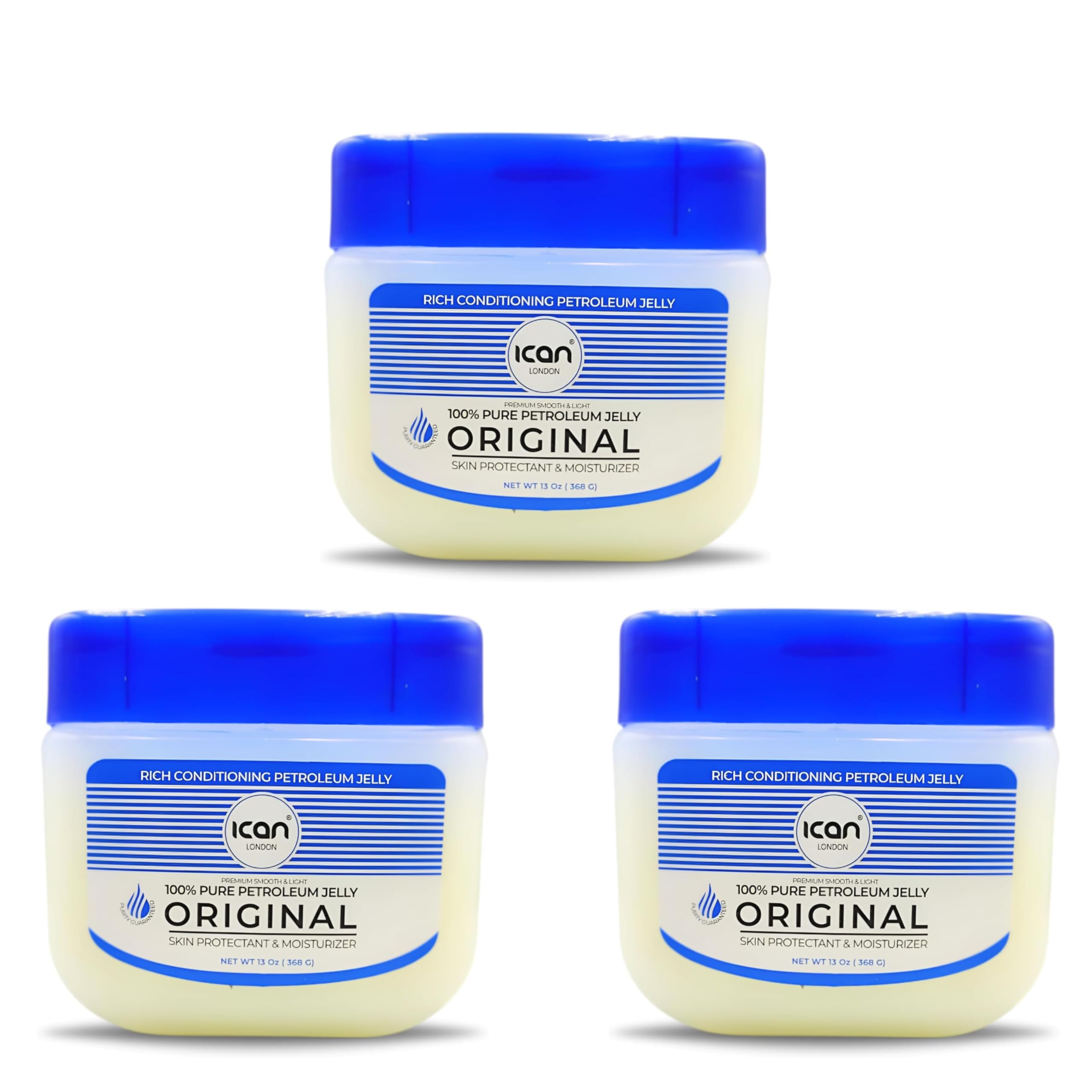 ICAN LONDON 100% PURE PETROLEUM JELLY ORIGINAL 3 x 368G (Total 1104g)