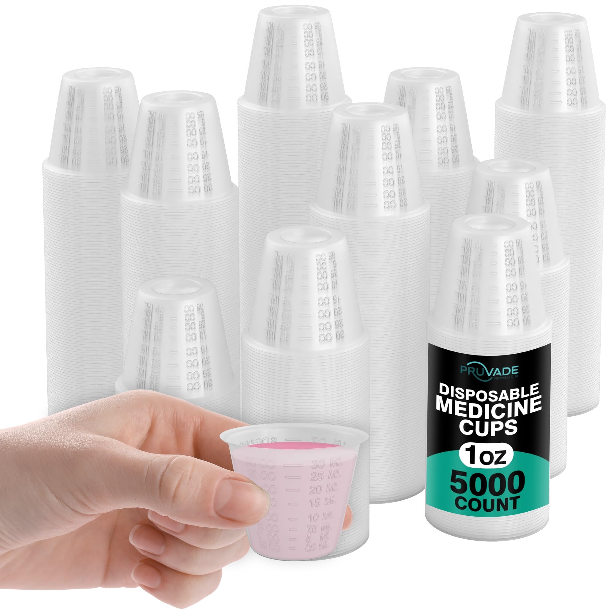 Photo 1 of [5000 Count - 1 oz.] Pruvade Disposable Plastic Medicine Cups with Graduated Dosage Lines for Pills or Liquid, Single Serve Measuring for Home, Nurse, Hospital, Medical Care, Resin Mixing, Mouthwash