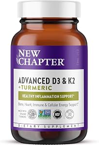 New Chapter Vitamin D3 5000 IU and Vitamin K2 Supplement, 30 Count | Bone, Heart, Cellular Energy, and Immune Support with He