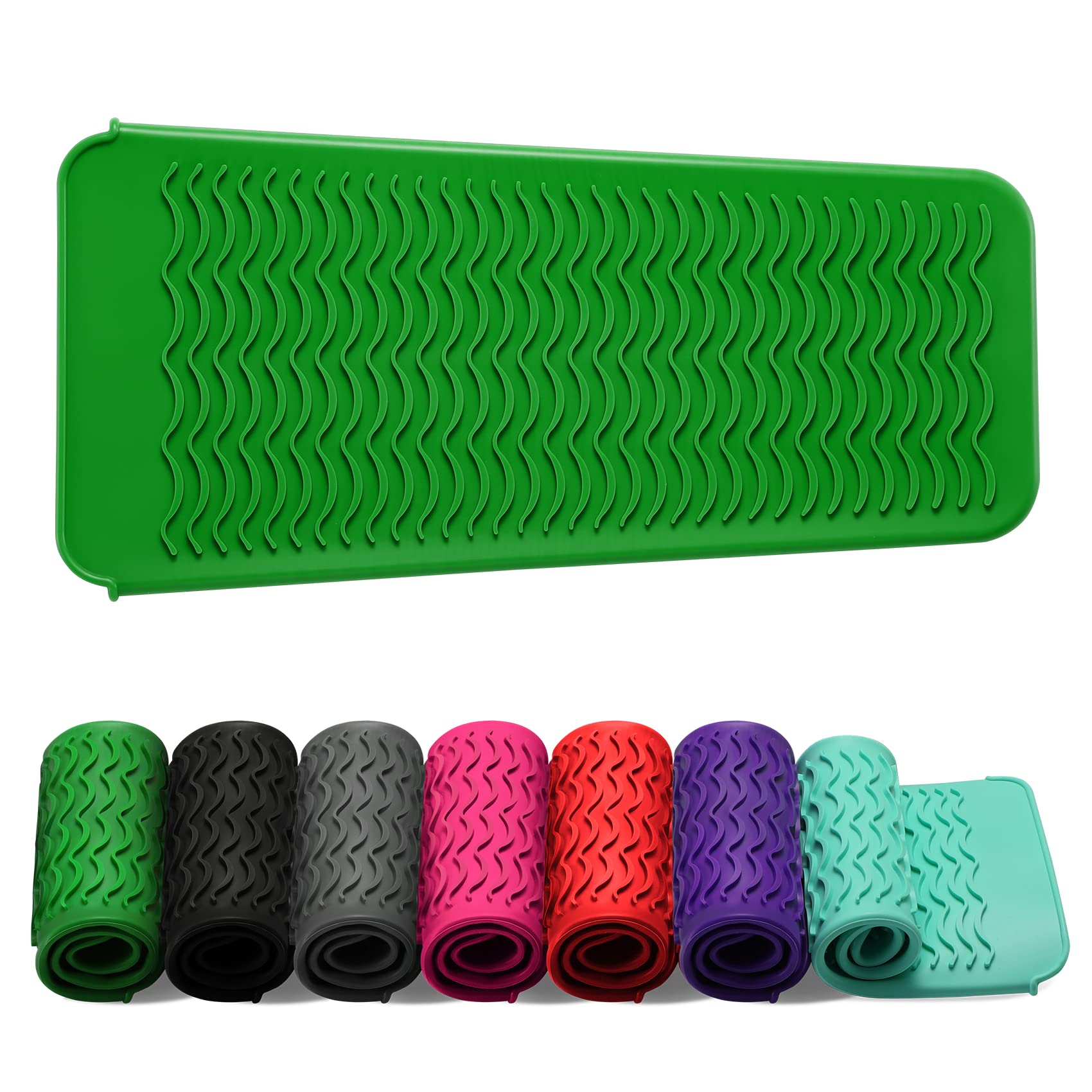 ZAXOP Resistant Silicone Mat Pouch for Flat Iron, Curling Iron,Hot Hair Tools.(Green)