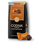 Godiva Masterpiece Dark Chocolate Bag, Caramel Center, Kosher, 7oz | Individually wrapped, Dark chocolate &amp; caramel, Madagascar vanilla, Kosher, Halal, Black &amp; orange bag, Approx 19 pieces