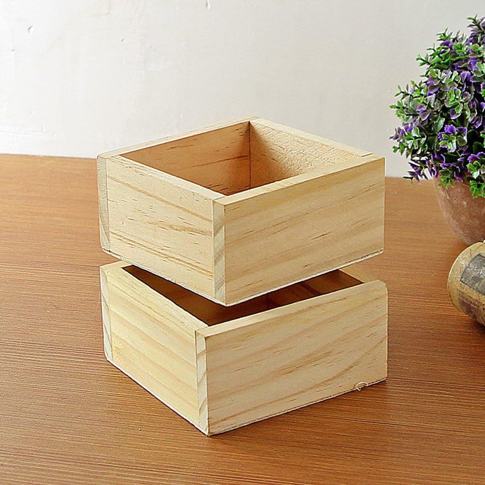 Gaddrt Wooden Flowerpot Retro Style Wooden Succulent Plants Handmade Square Flower Pot DIY