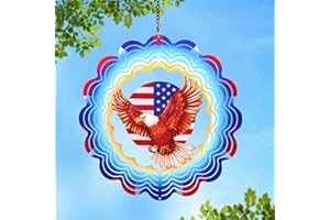 WACLSTDAY Wind Spinners 12 inch 3D Stainless Steel American Flag Eagle Hanging Wind Spinner Metal Wind Catchers Kinetic Sculpture for Indoor Outdoor Garden Decor,Yard Art,Eagle Gifts for Women
