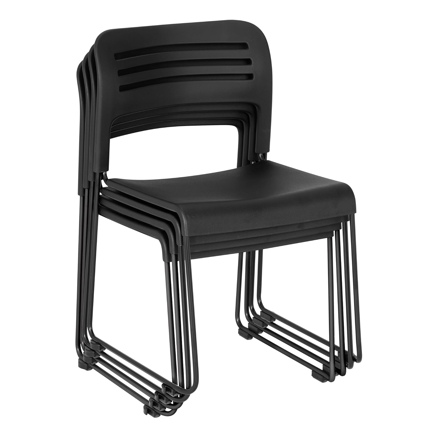 Learniture LNT-EYG1200-SO Stackable Chair with Sled Base (Pack of 2), Black/Silver: Industrial & Scientific