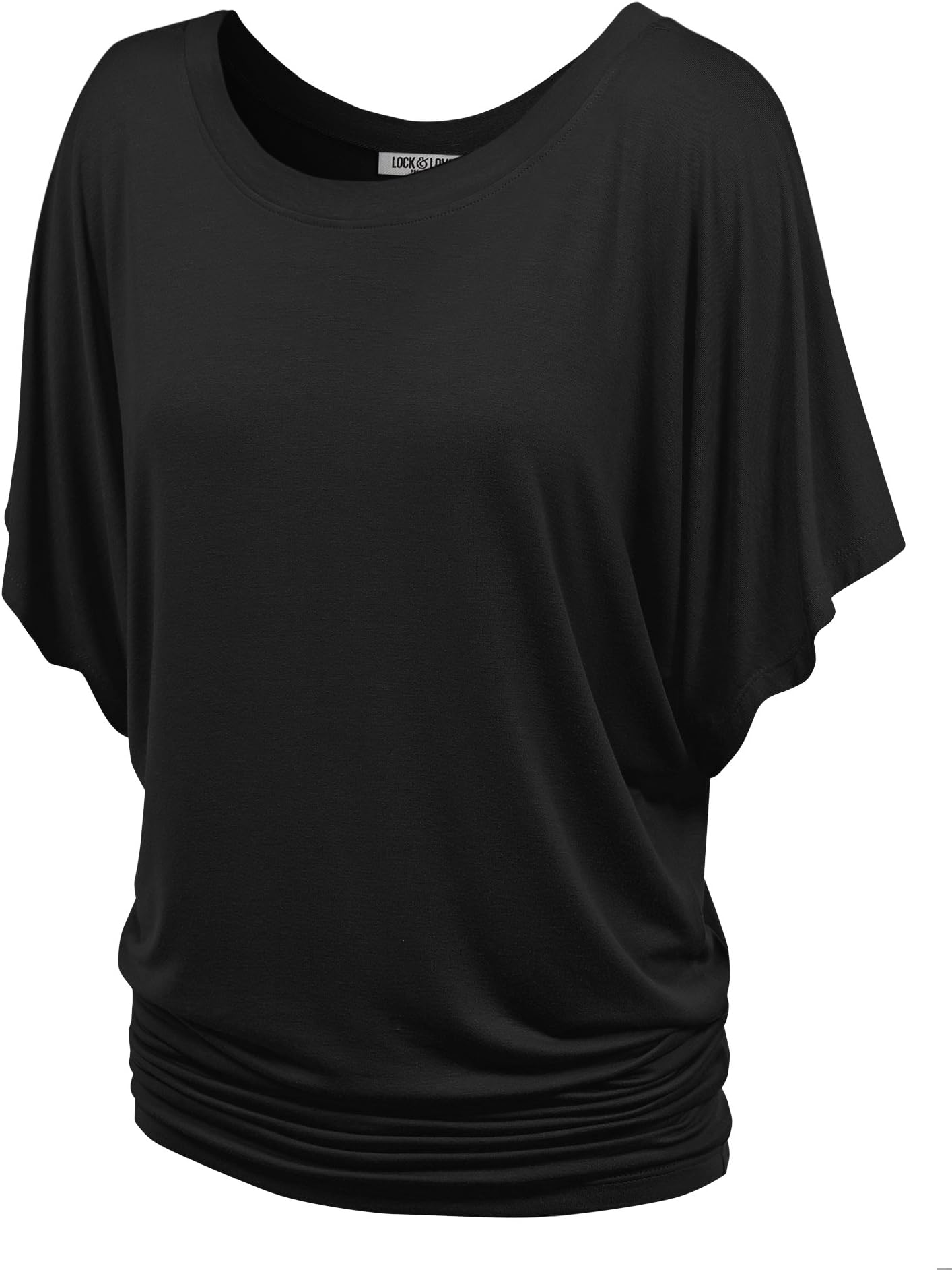 Lock and LoveWomen's Solid Short Sleeve Boat Crew Neck V Neck Dolman Top XS - 5XL Plus Size