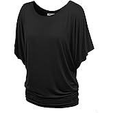 Lock and Love Women's Versatile Casual Short Sleeve Dolman Top – Loose Fit Boat Neck & V-Neck T-Shirt