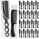 Gisdo Hair Brush and Comb Set, 100 Pcs Bulk for Homeless Individually Wrapped, Lightweight Hair Brush and Comb for Women Kids Hotel Travel (Black)