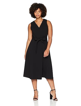calvin klein black v neck dress