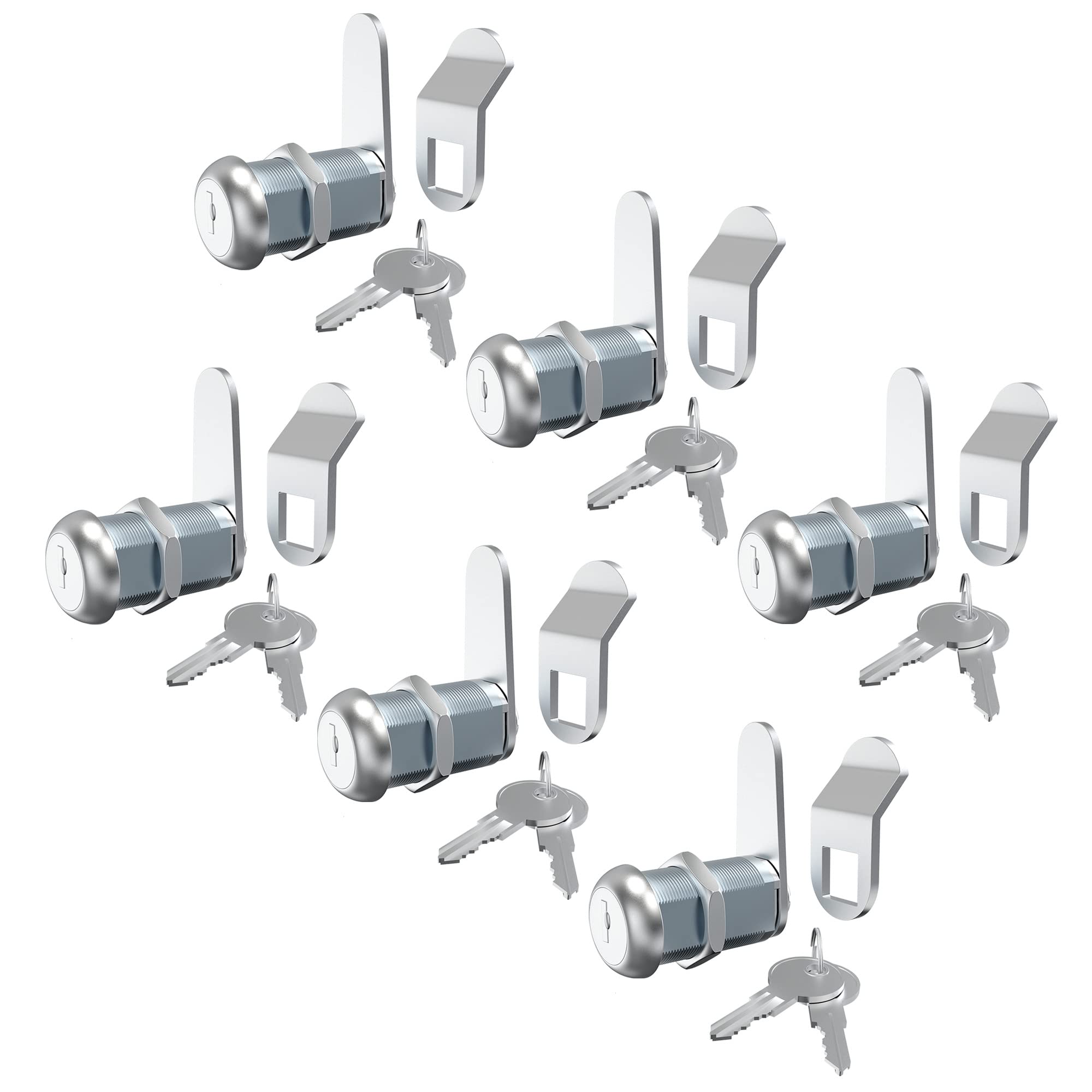 Hecfu 6 Pcs Tool Box Lock Mailbox Lock, 1-1/8" Keyed Alike Tool Box Locks with Keys, Truck Tool Box Lock Replacement, Secure File Drawer RV Toolbox, Zinc Alloy