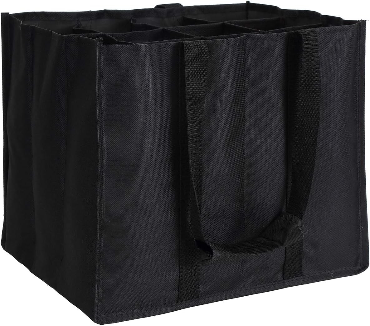 Tebery 2 Set of 12 Bottle Bags, Bottle Bag for 12 x 1.5 Litre Bottles, Carry Bag with Dividers, 34 x 26.5 x 27.5 cm, Black - Image 3