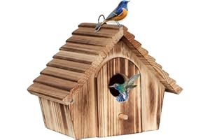 CLACKIBUKVYZ Bird Houses for Outside,Hanging Outdoor BirdHouses,Wood Bird Nesting Box House for Bluebird Humming Finch Wren Cardinals Garden
