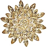Rhinestone Large Flower Brooches Pins for Women Fashion Sparkly Crystal Sunflower Statement Brooch Unique Wedding Party Suit Dress Jewelry Accessories