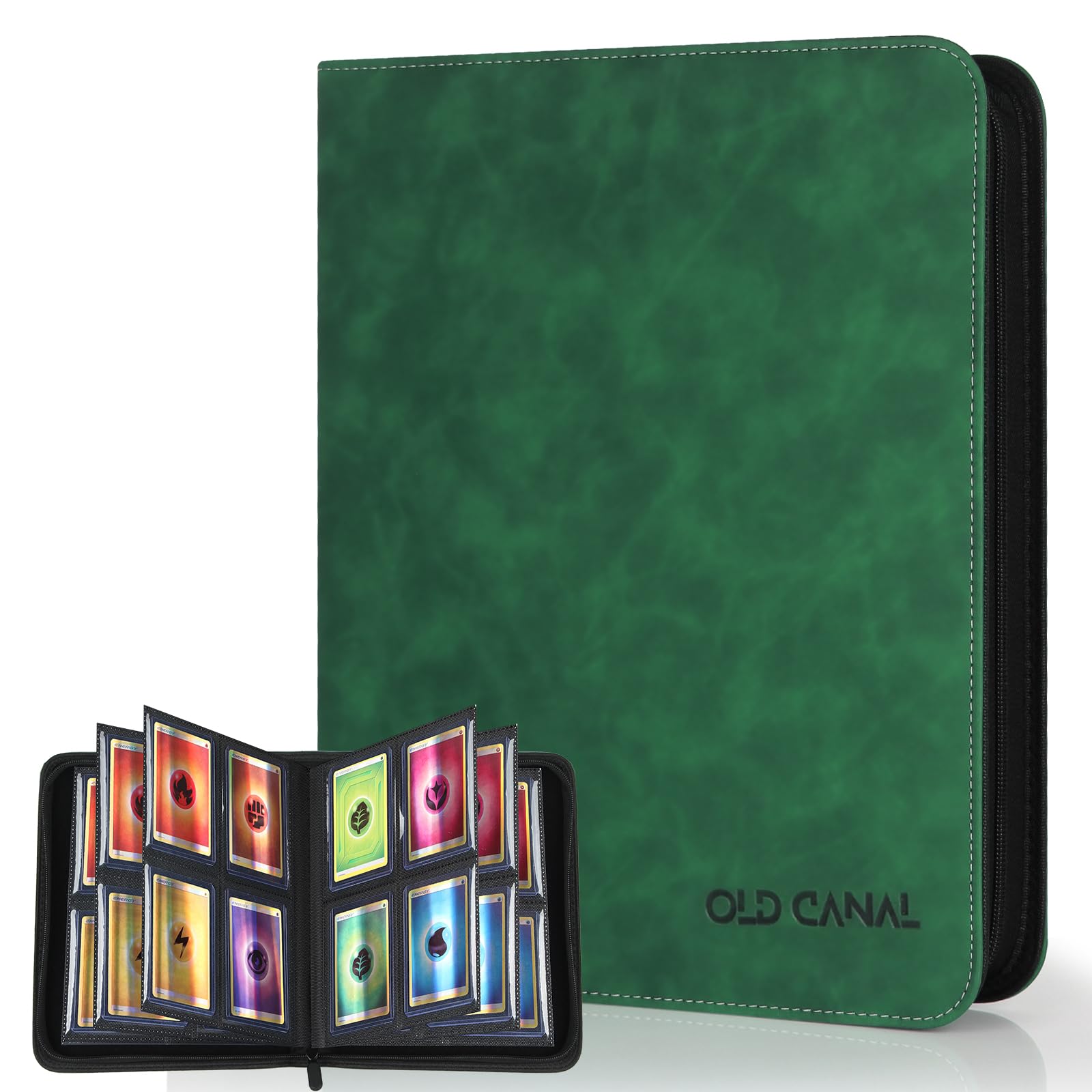 Old Canal Top Loader Binder, 4 Pockets Card Binder Holds 112 Top Loaders, Premium Trading Card Collection Holder, Top Loader Storage Album for TCG, Sports Cards, Dark Green (FOR TOP LOADERS ONLY)
