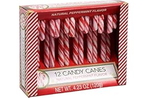 Greenbrier (1) Box Candy Canes - Natural Peppermint Flavor Red & White Stripes - 12 Individually Wrapped Pieces per Box - Holiday & Christmas Candy - Net Wt. 4.23 oz