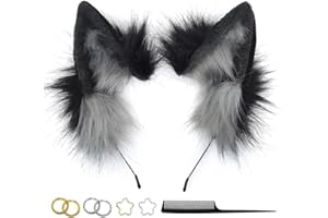 GaliaFaya Cat Wolf Ears Headband Fox Dog Ears Hairband Handmade Faux fur Cosplay Halloween Costume Party