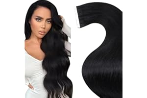 LaaVoo Tape in Hair Extensions Black Tape in Extensions Real Human Hair 22Inch Tape in Human Extensions Human Hair Jet Black 50g 20pcs