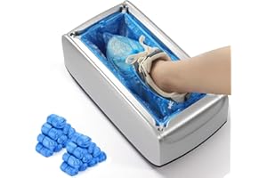 Elevonix Shoe Cover Dispenser with 200pcs Shoe Covers Disposable, Easy to Use Automatic Shoe Cover Machine for Party, Fits Size Up to 11 US Men, Widely Applicable in Indoor(Silver)