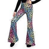 MIANZHI Girl's Flare Leggings High Waist Bell Bottom Pants Dance Casual Pants Kids Print Stretch Hippie Pants 5-14 Year
