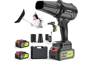 YUQUESEN Cordless Leaf Blower, 980,000 RPM Handheld Leaf Blower with 2 X 4.0Ah Batteries & Charger, Lightweight Leaf Blowers for Patio Cleaning, Lawn Care, Leaves, Dust - Dark