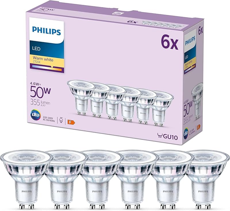 , Ampoules LED pour Spot, Culot GU10, 355lm, 50W, Pack de 6