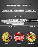 MOSFiATA 8" Chef Knife High Carbon German Steel Full Tang Pro Cooking Knife view 7