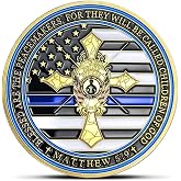 Thin Blue Line Police Officer Military Challenge Coin - Matthew 5:9 Officer's Prayer Coin Law Enforcement Coins