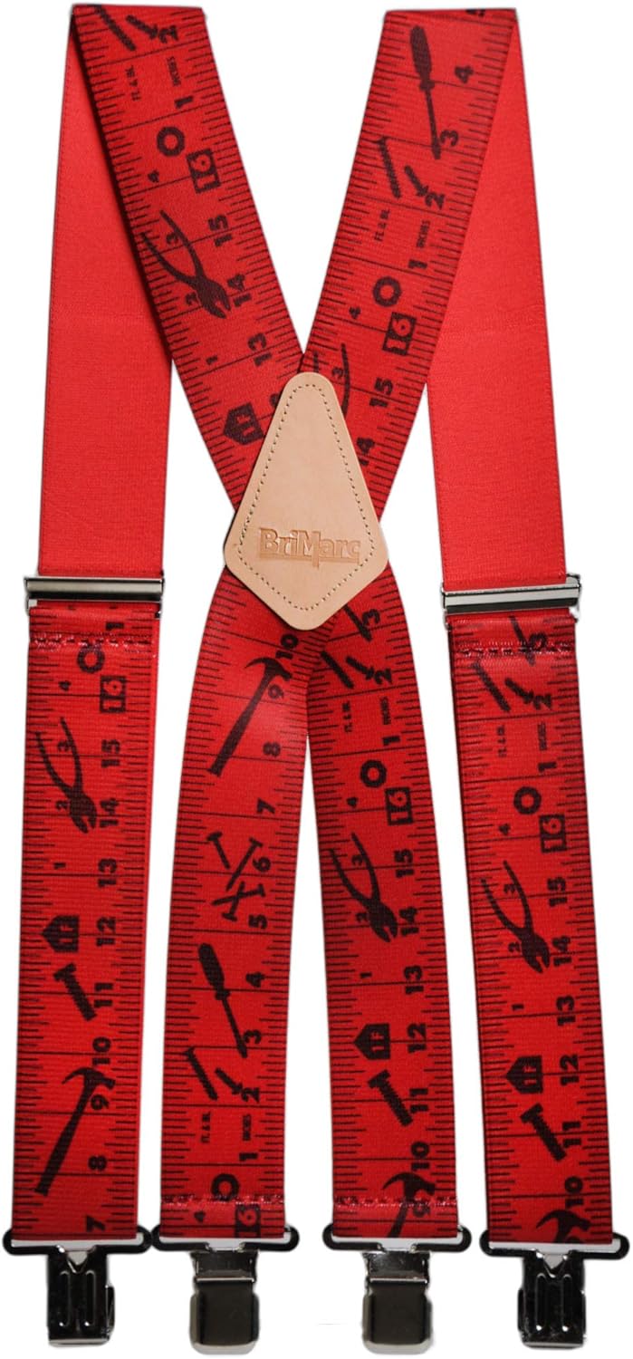 Mens Novelty Work Braces (Red Tape Measure) Amazon.co.uk Clothing