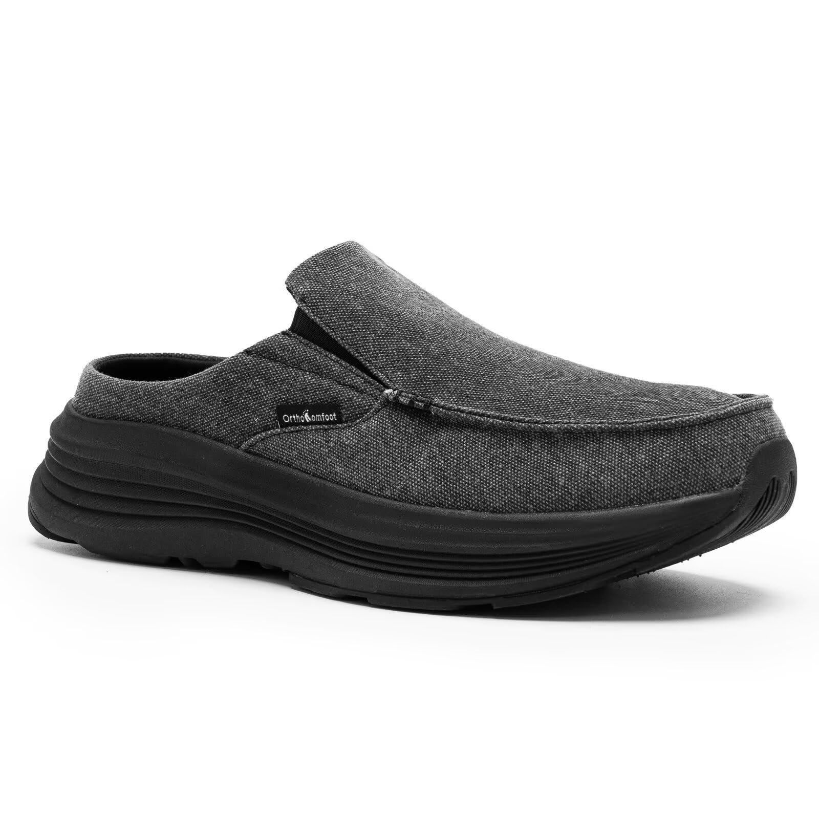 Photo 1 of Men's Orthopedic Slip-On Loafers with Arch Support: Light-Weight Slippers with Orthotic Insoles for Plantar Fasciitis, Comfortable Soft Cushion Walking Shoes for Travel, Tennis Black Size 13