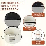 Yugada Round Hat Storage Box 18in White Felt Foldable Travel Organizer Bin view 3