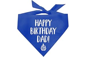 TEES & TAILS Happy Birthday Dad! Dog Bandana (Royal, OS 171)
