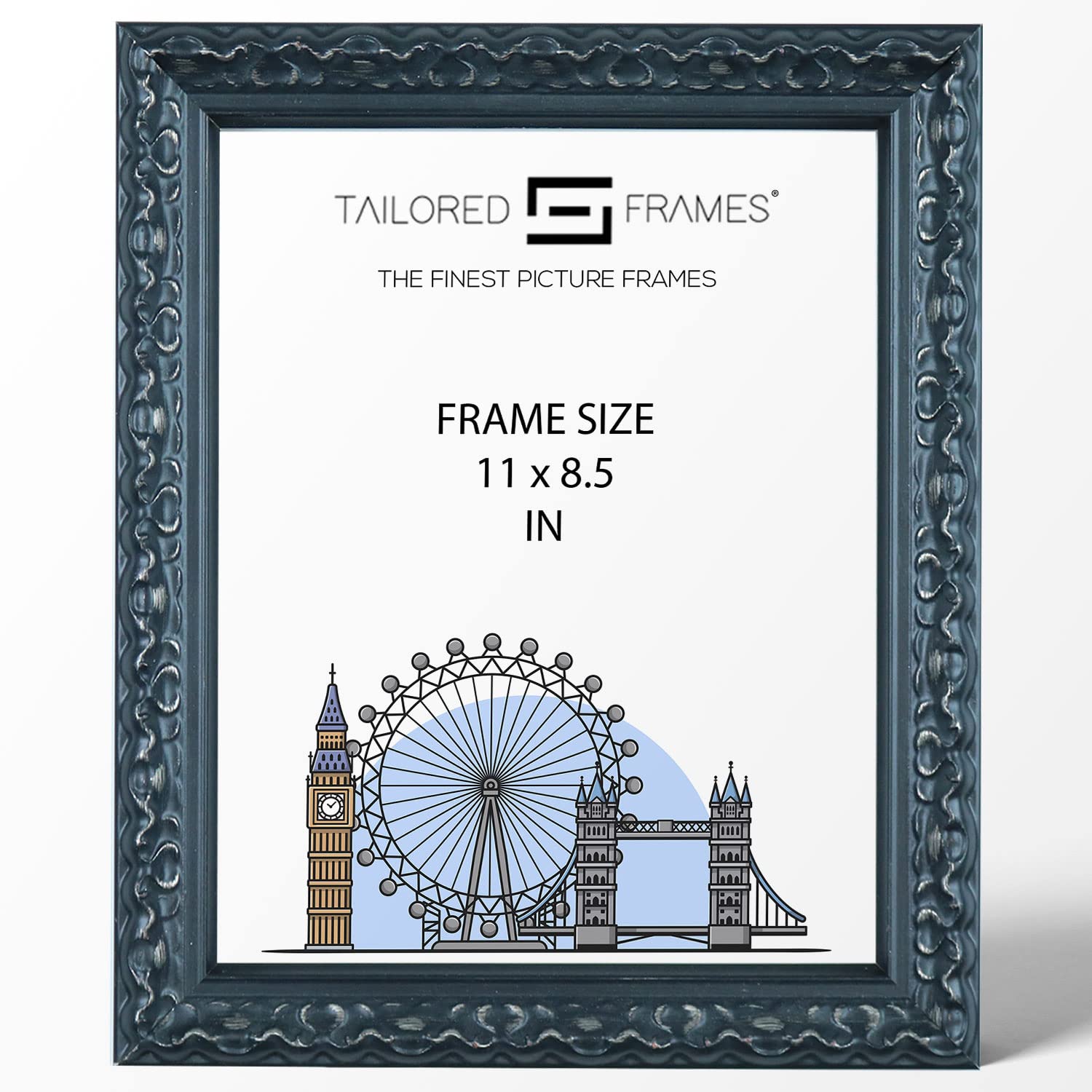 Tailored Frames Vienna Black 11" x 8.5" (US Letters) | Rustic Style Vintage Single Picture Frame | Table Top & Wall Hanging Type | Photo Frame Without Mount