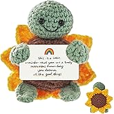 Positive Handmade Turtle Crochet Doll - With Card You Deserve All the Good Thing - Appreciation Gift for Teacher,Coworker,Best Friend,Sister,Mom - Birthday,Christmas,Thank You Gift for Women,Men