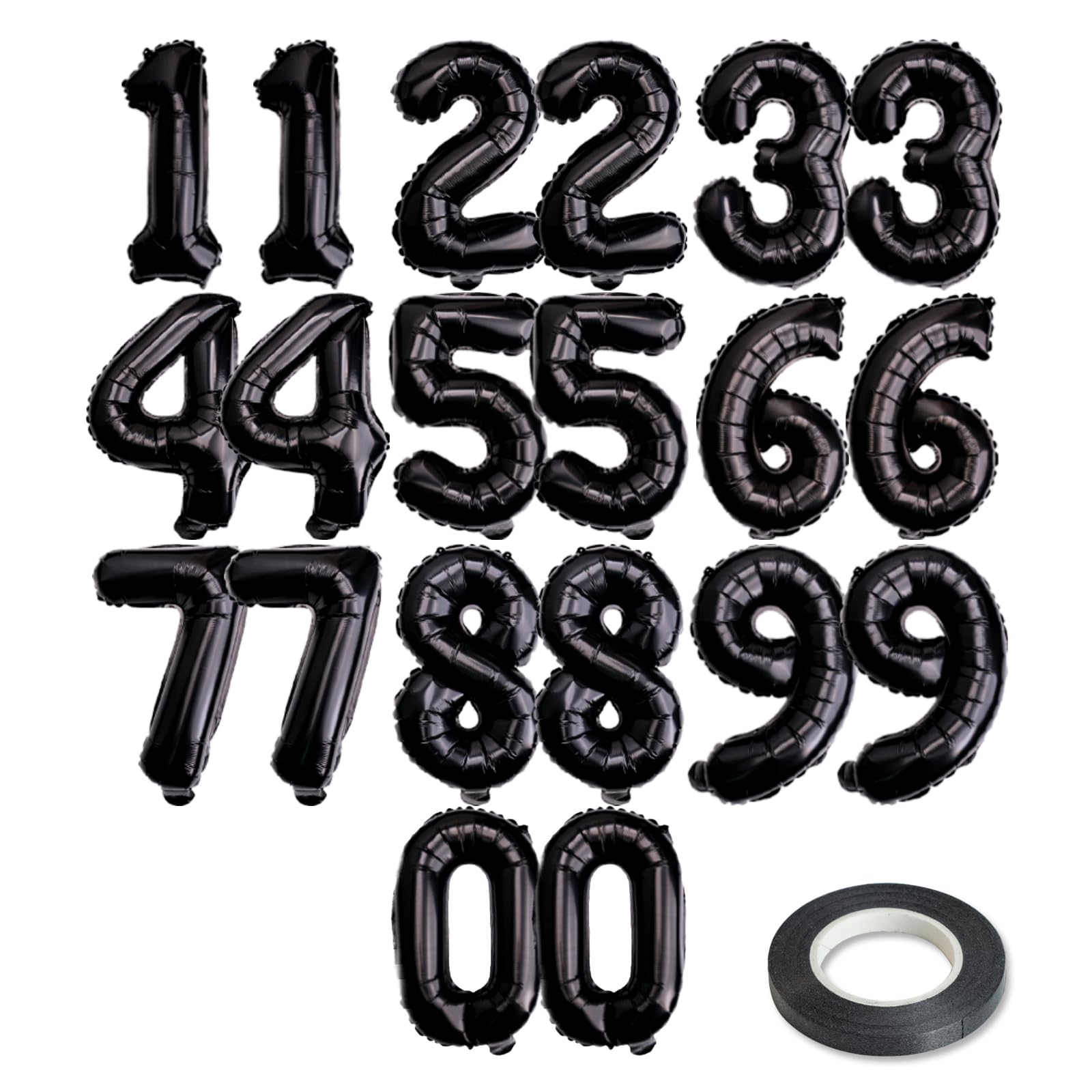 Photo 1 of [20 Pcs] 16" Black Foil Number Balloons (2 sets of 0-9) - Mylar Aluminum Hanging Decorations for Graduation, Birthday, Christmas & New Year's Eve Parties
