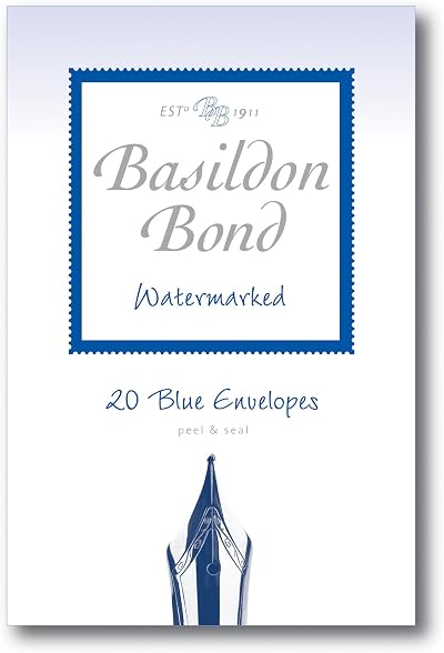 Basildon Bond Luxury Peel and Seal Envelopes 20 Pack Blue 95 x 143mm