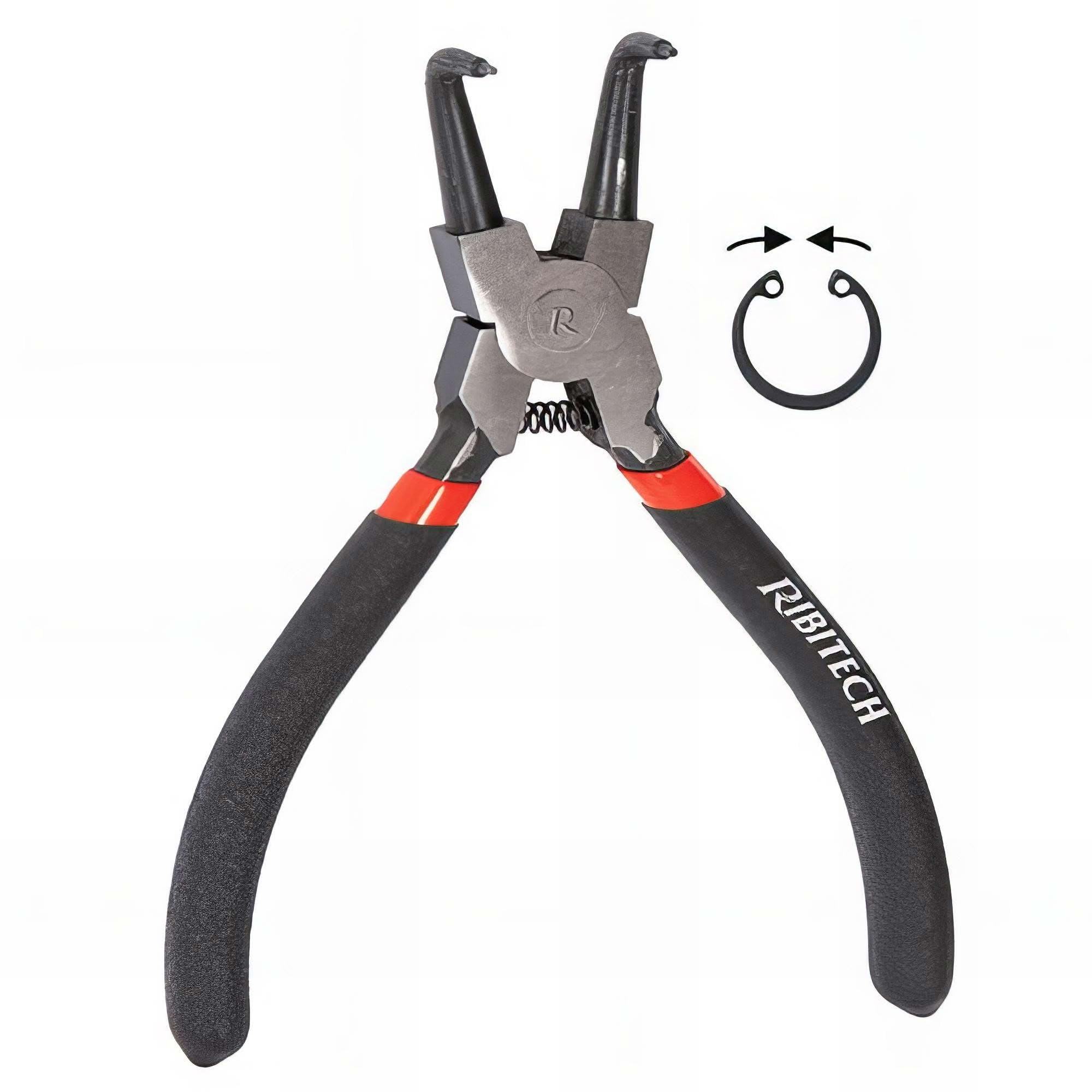 Ribimex PR2PCIC160SU Pliers for Internal Safety Rings with Bent, Red and Black