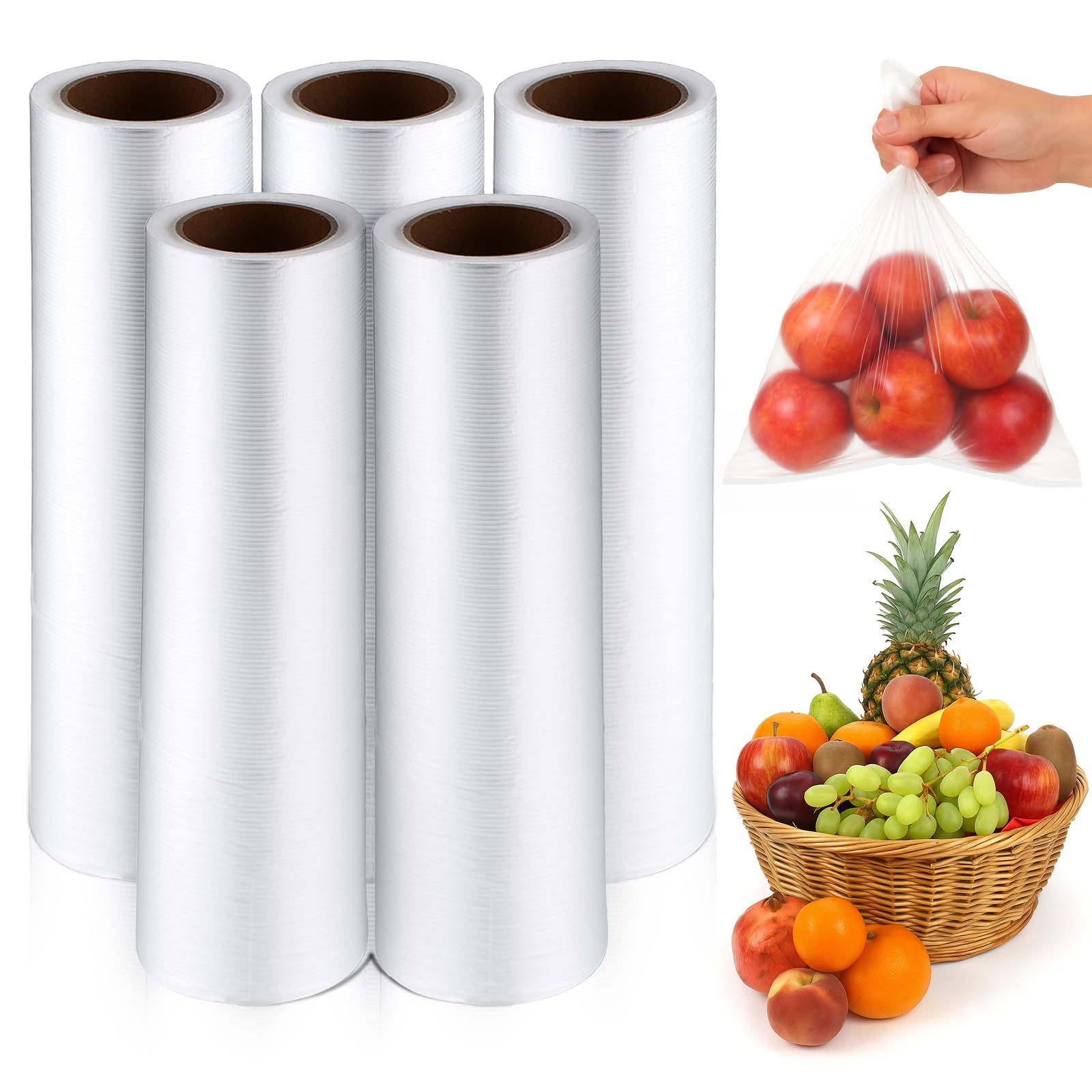 Photo 1 of 5 Roll 10"x14" Food Storage Bags 1 Gallon Plastic Produce Bags Roll, 1000Pcs Clear Plastic Bag for Food Kitchen Use, Fruits, Meat, Vegetable, Bread Sandwich(200/Roll)