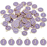 PATIKIL Letter Charm, 60Pcs Double Sided Alphabet Initial Charm Pendants Beads Enamel Charm for Bracelet Necklace Earring DIY Jewelry Making, Purple