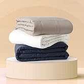 Baloo Weighted Blanket for Adults 15 lb (Pebble White, 60"x80") | Cool & 100% Cotton | Machine Washable & Dryer Safe | Glass Microbead Fill